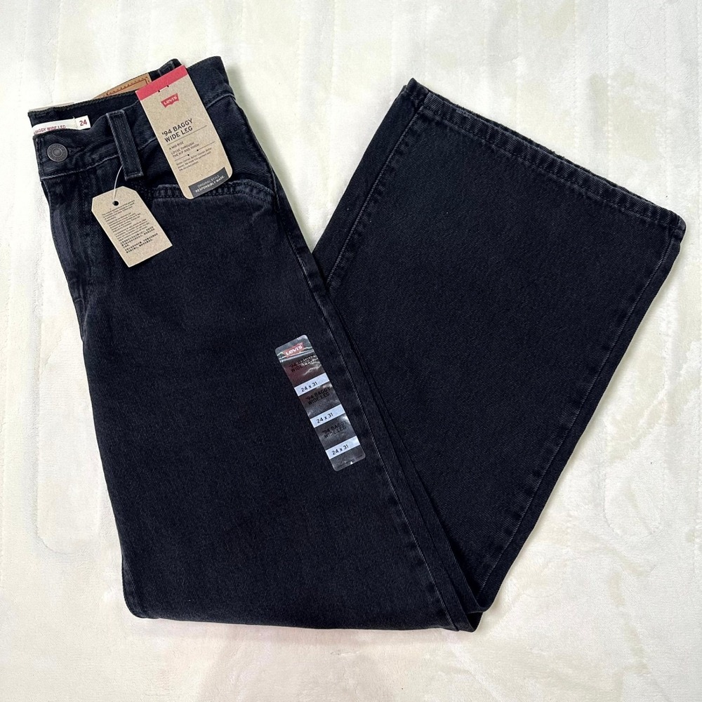 Levi's '94 Baggy Wide Leg Jeans 24 x 31 • NWT • Black Denim • Mid Rise